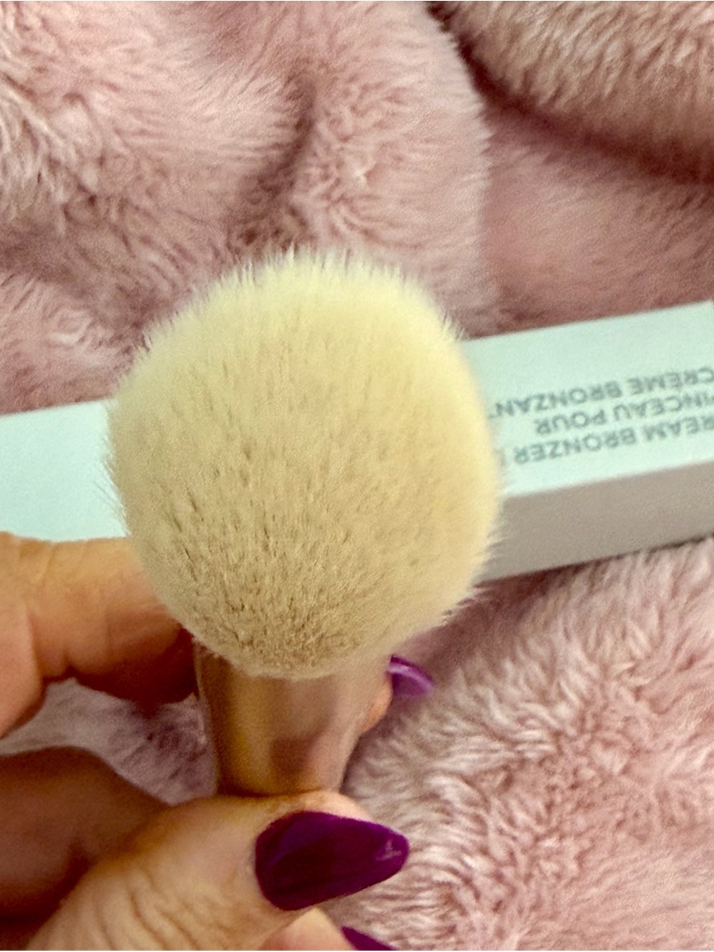 beautycounter Plush Dome Powder Brush - Cream Bristles with Gold Ferrule